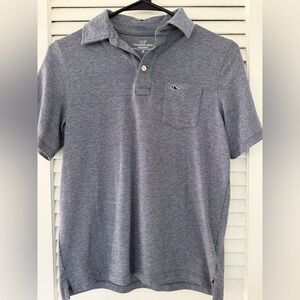 Vineyard Vines Boys Navy -tiny white stripes Polo Size 12-14